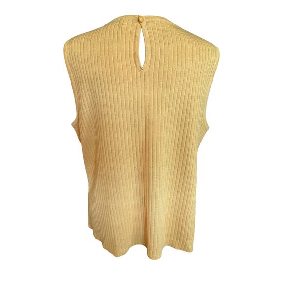 EUC St. John Collection Yellow Ribbed Knit Sleeveless Top Size L LuxuryFashion - Picture 4 of 8